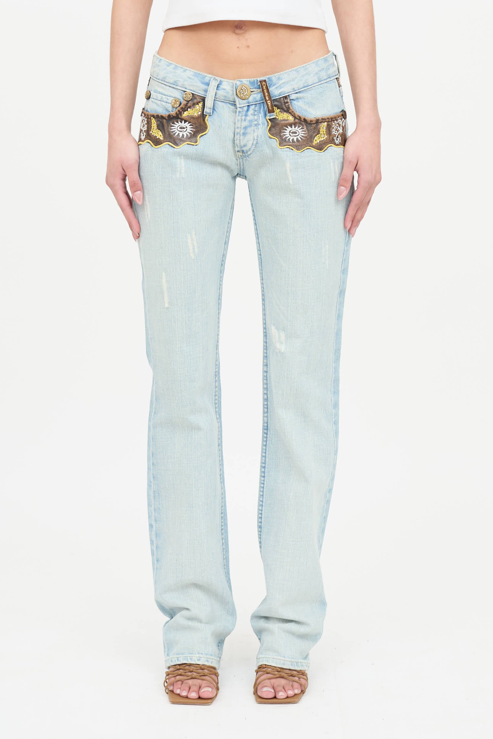 Dior Low Rise Embellished Jeans