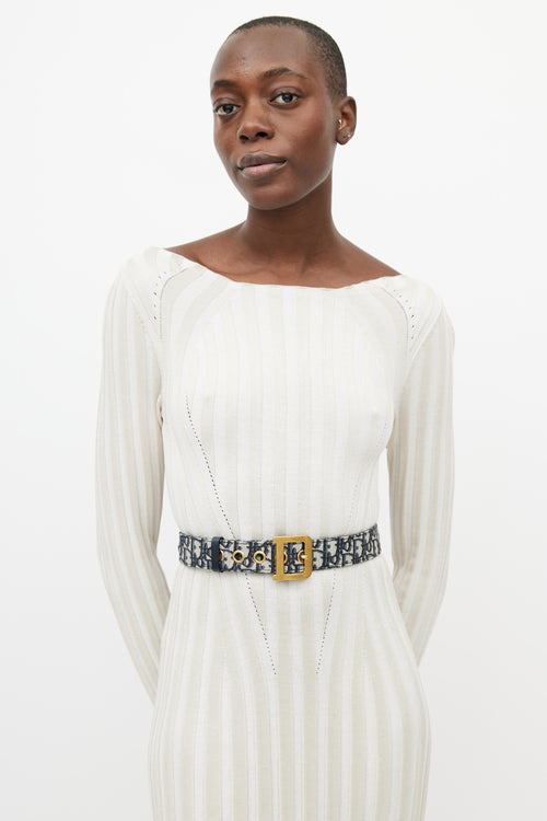 Dior Navy & Beige Oblique Jacquard Belt