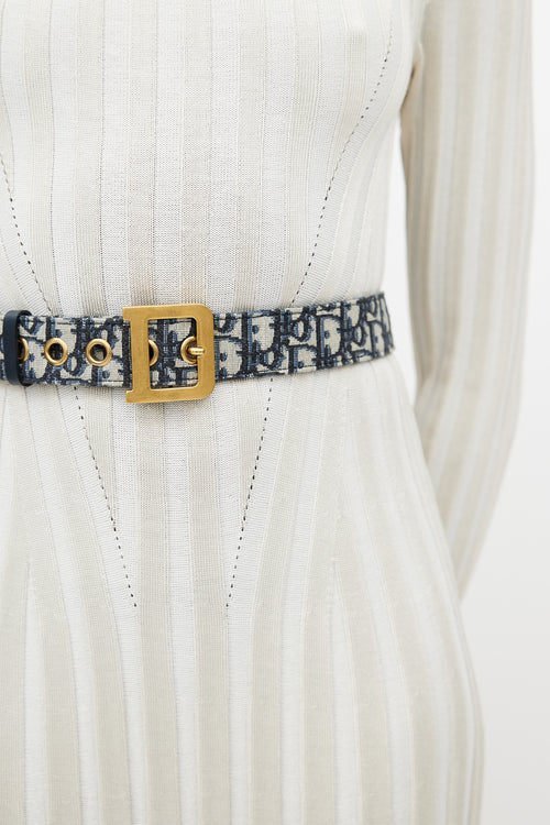 Dior Navy & Beige Oblique Jacquard Belt