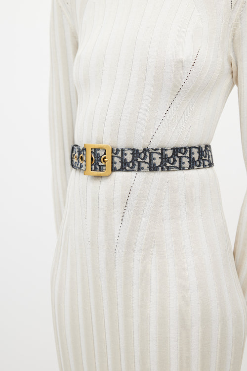 Dior Navy & Beige Oblique Jacquard Belt