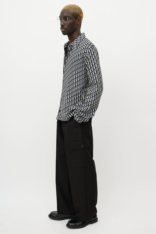 Dior Navy & Cream Oblique Monogram Knit Shirt