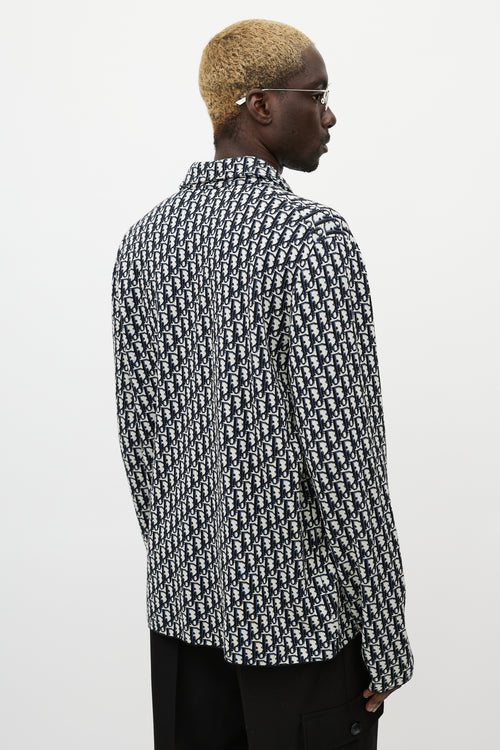 Dior Navy & Cream Oblique Monogram Knit Shirt