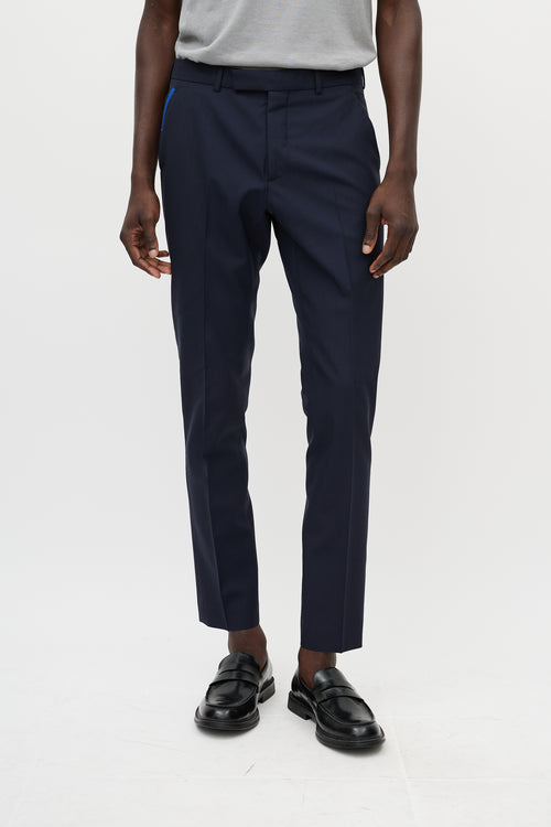 Dior Navy Wool & Blue Pocket Detail Trouser