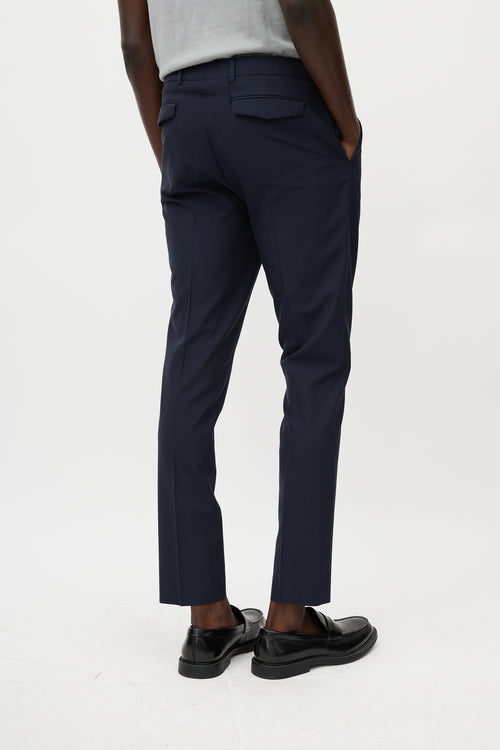 Dior Navy Wool & Blue Pocket Detail Trouser