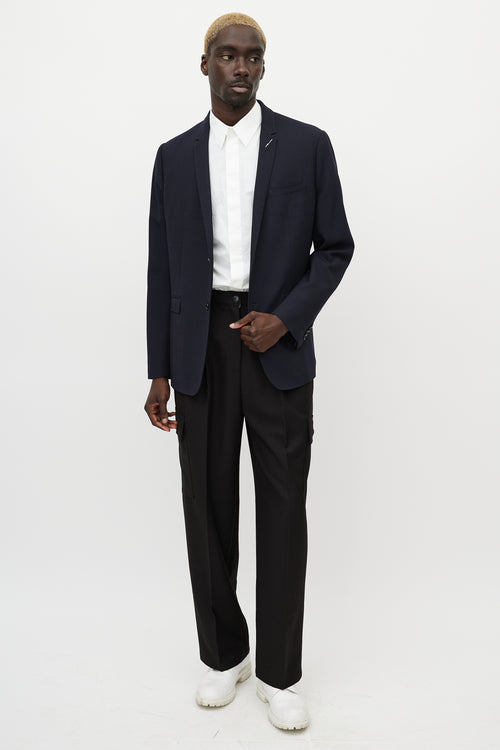 Dior Navy Wool & White Stitch Blazer