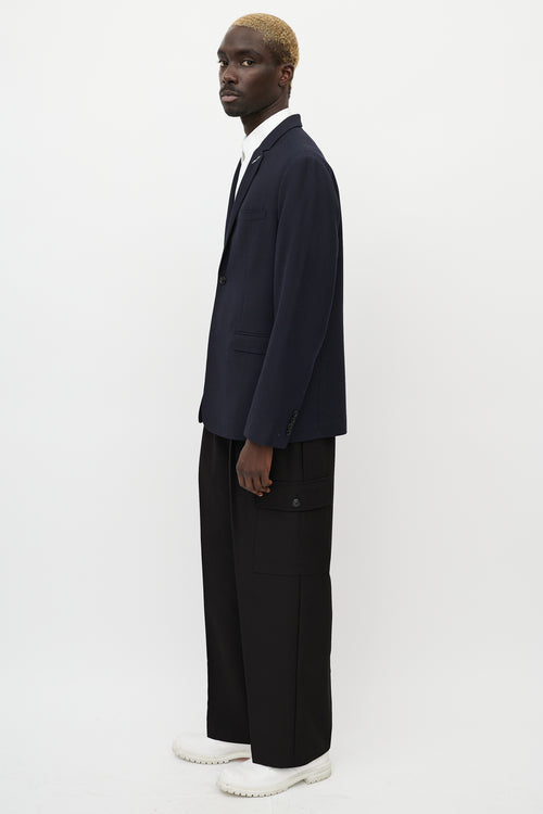 Dior Navy Wool & White Stitch Blazer