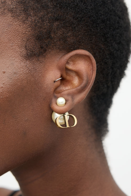 Dior Gold & Faux Pearl Tribales Earrings