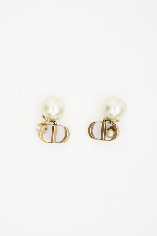 Dior Gold & Faux Pearl Tribales Earrings