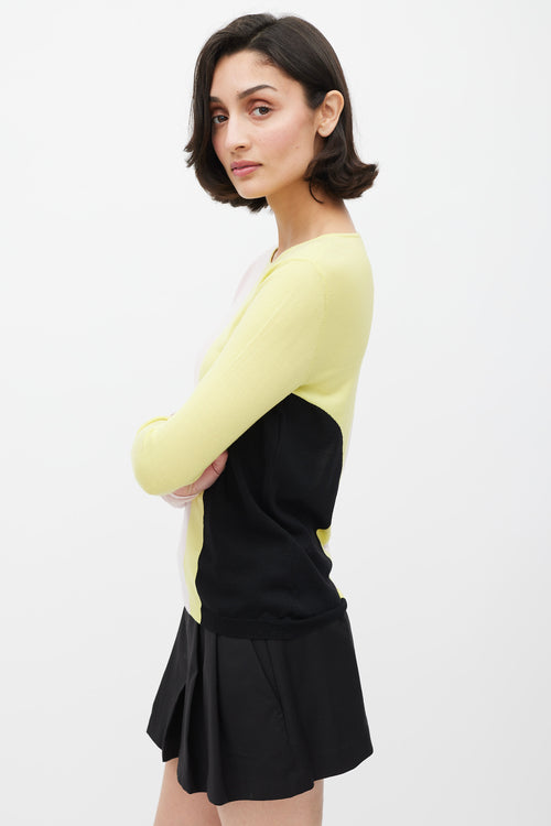 Dior Pink & Multicolour Wool Panelled Knit Sweater