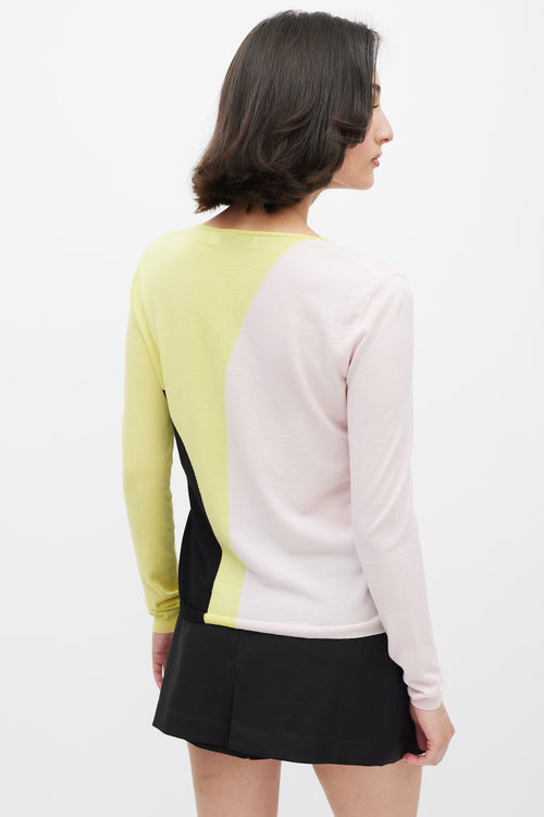 Dior Pink & Multicolour Wool Panelled Knit Sweater