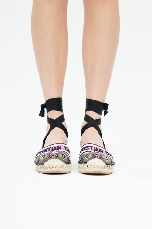 Dior Pink & Multicolour Woven Logo Epsadrille