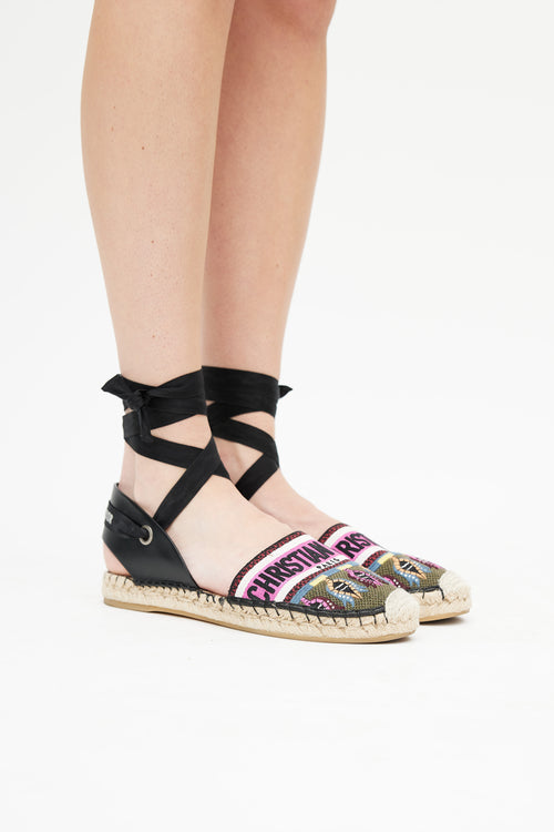 Dior Pink & Multicolour Woven Logo Epsadrille