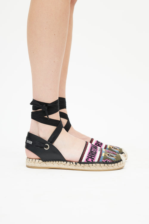 Dior Pink & Multicolour Woven Logo Epsadrille