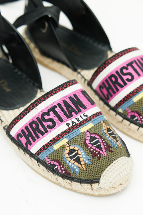 Dior Pink & Multicolour Woven Logo Epsadrille