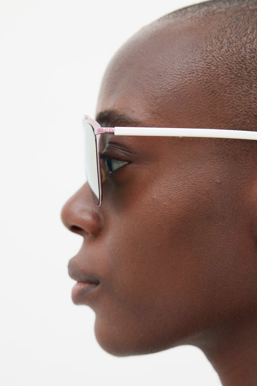 Dior Pink & White Rounded Reflected M2Q0J Sunglasses