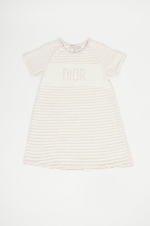 Dior Pink & Cream Velvet Stripe Dress