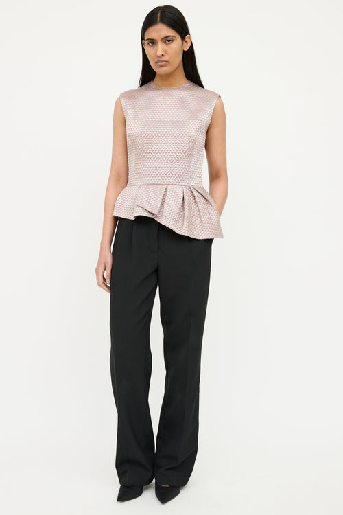 Dior Purple Pleated Peplum Top