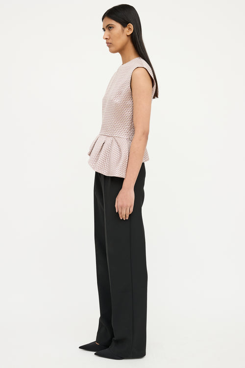 Dior Purple Pleated Peplum Top