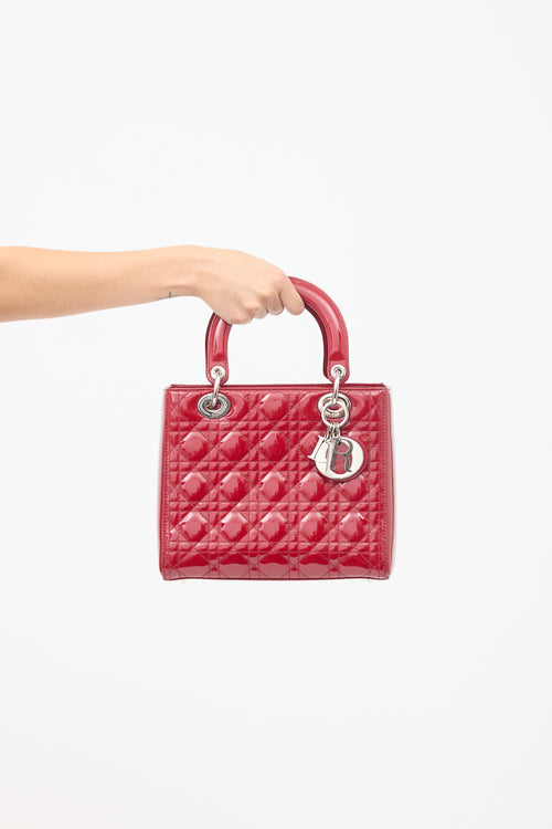 Dior 2012 Red Patent Leather Medium Lady Dior Bag