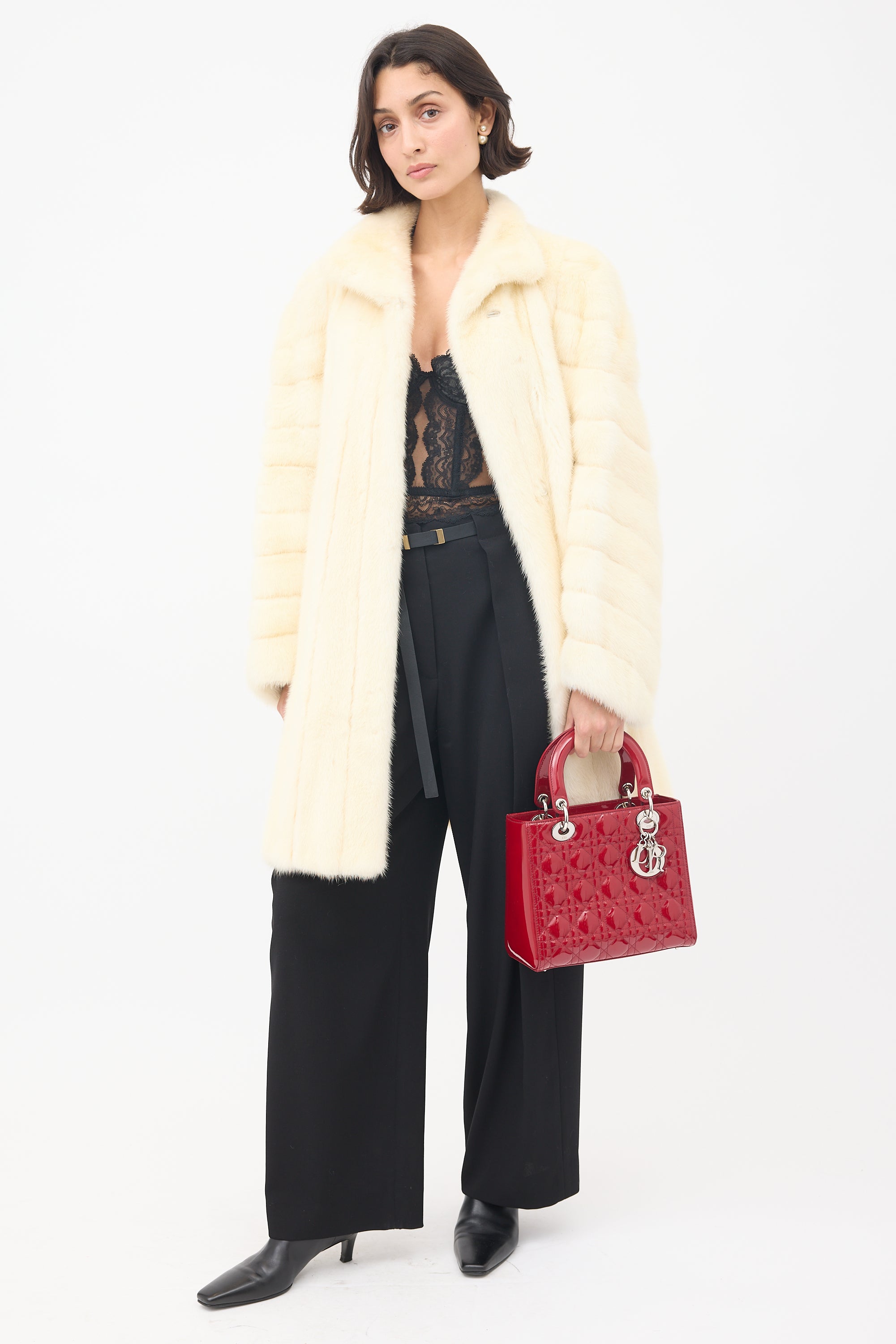 Dior 2012 Red Patent Leather Medium Lady Dior Bag
