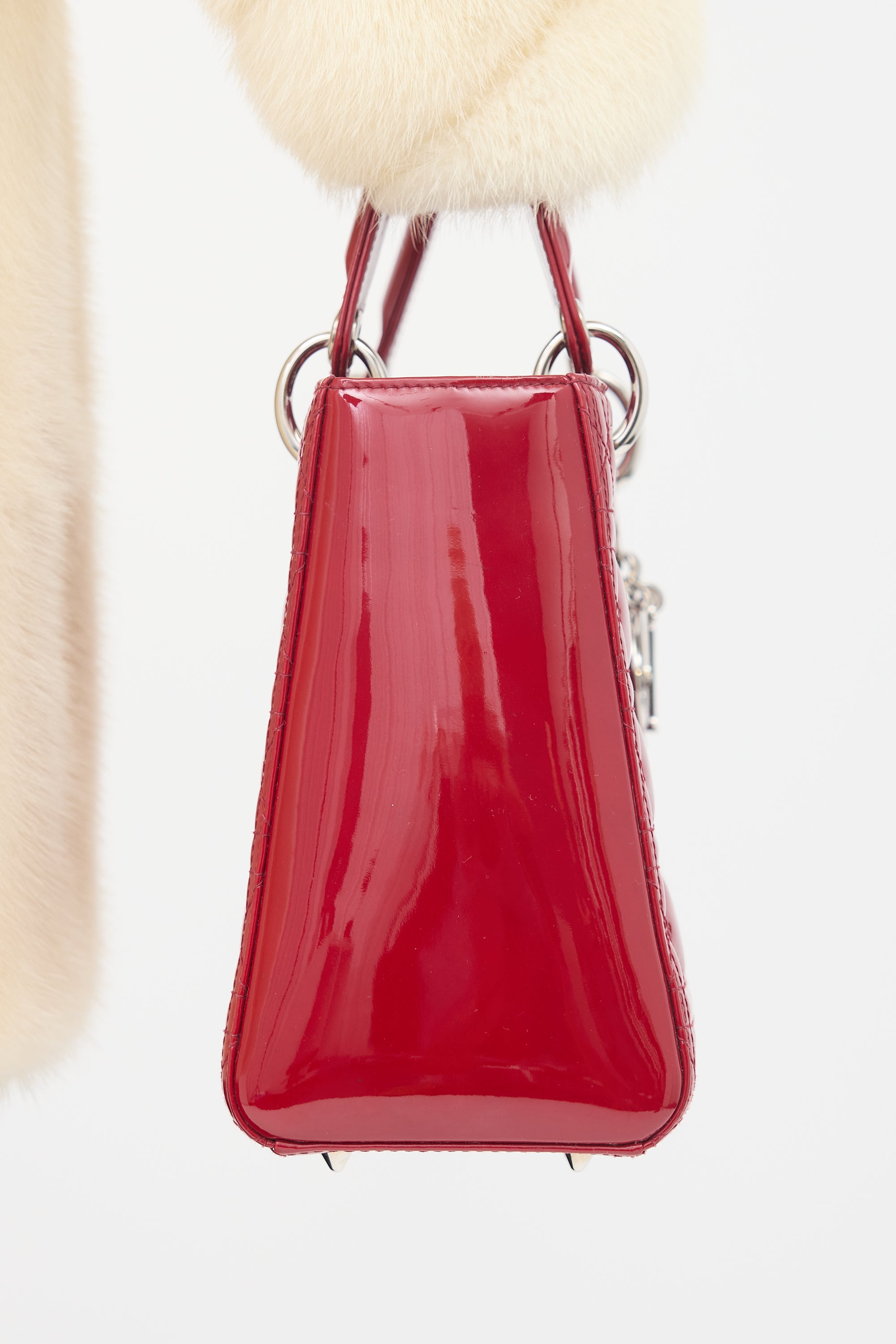 Dior 2012 Red Patent Leather Medium Lady Dior Bag
