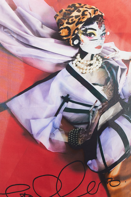 Dior Red & Multicolour Print Scarf