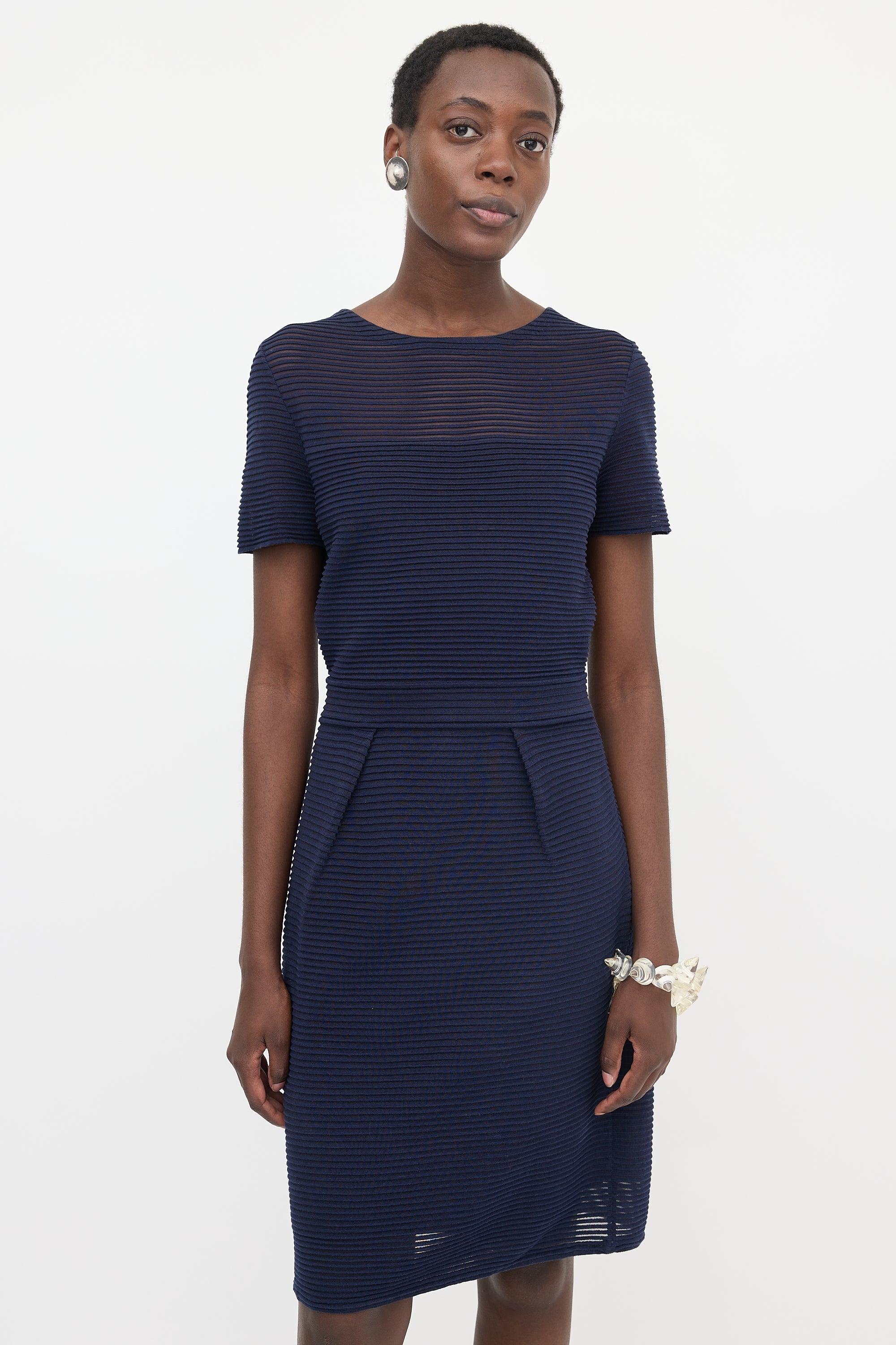 Dior Ribbed Short Sleeve Dress