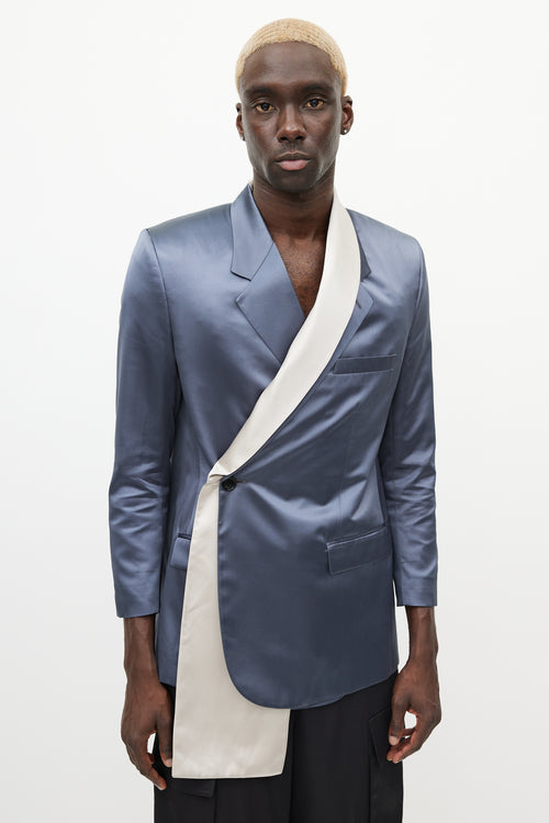 Dior SS 2020 Navy & Grey Satin Scarf Blazer