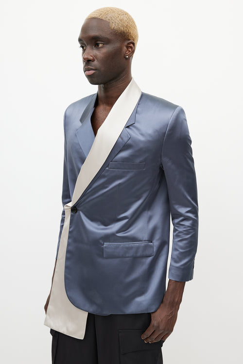 Dior SS 2020 Navy & Grey Satin Scarf Blazer