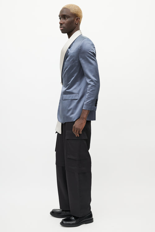 Dior SS 2020 Navy & Grey Satin Scarf Blazer