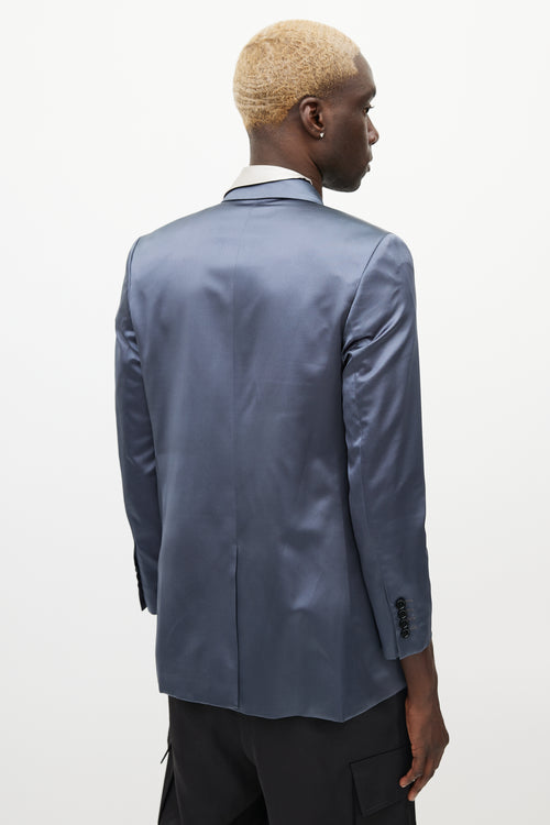 Dior SS 2020 Navy & Grey Satin Scarf Blazer