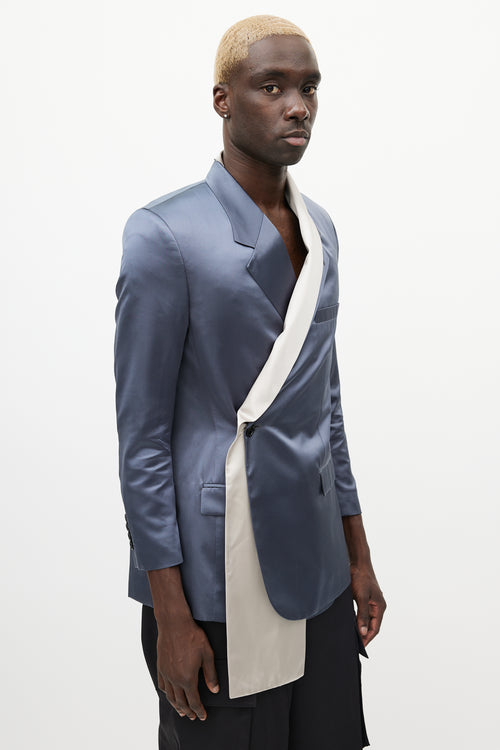 Dior SS 2020 Navy & Grey Satin Scarf Blazer