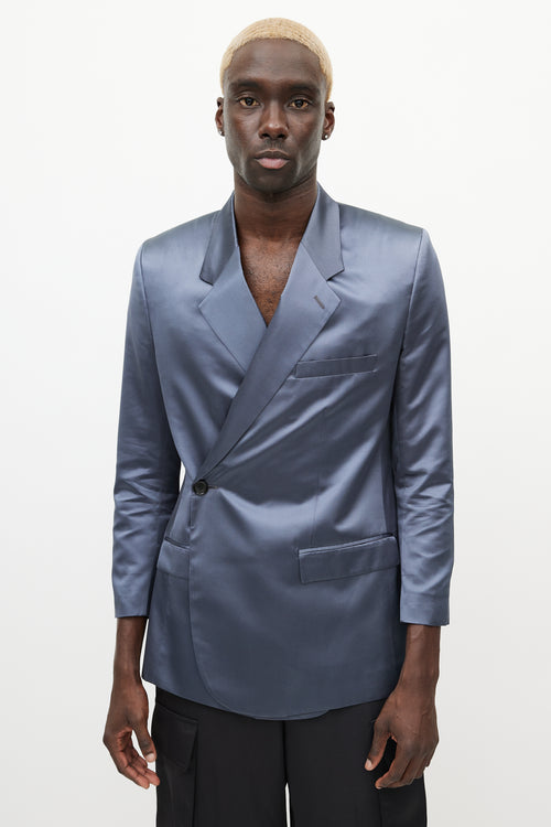 Dior SS 2020 Navy & Grey Satin Scarf Blazer