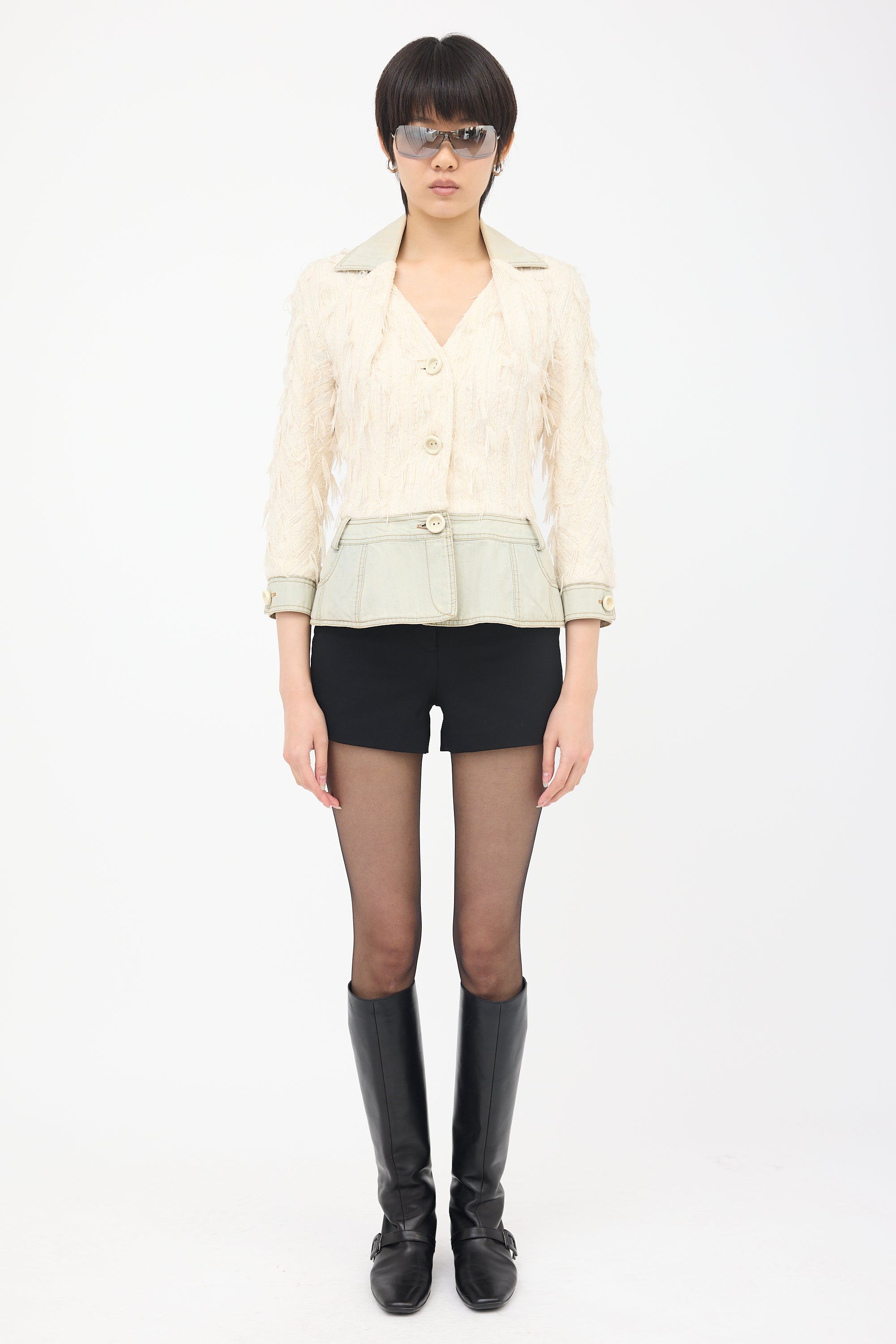 Dior SS 2005 Frayed Tweed & Denim Jacket