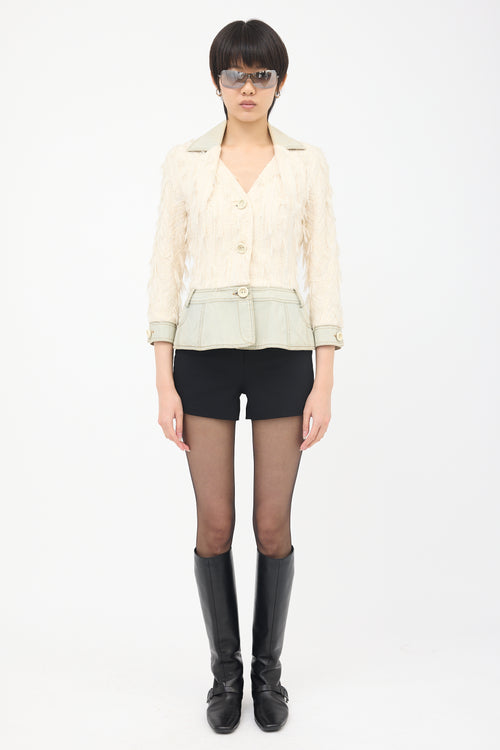 Dior SS 2005 Frayed Tweed & Denim Jacket