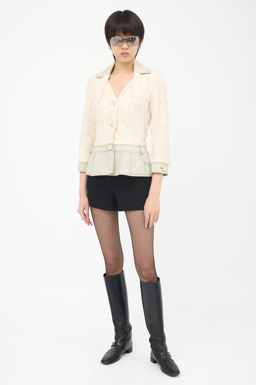 Dior SS 2005 Frayed Tweed & Denim Jacket