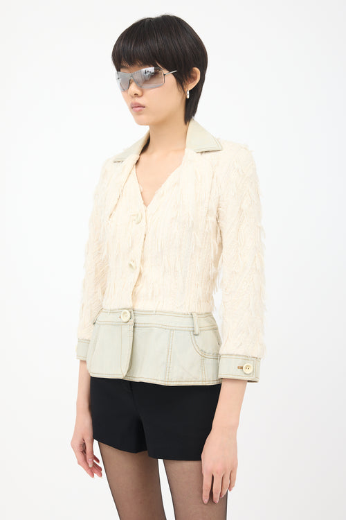 Dior SS 2005 Frayed Tweed & Denim Jacket