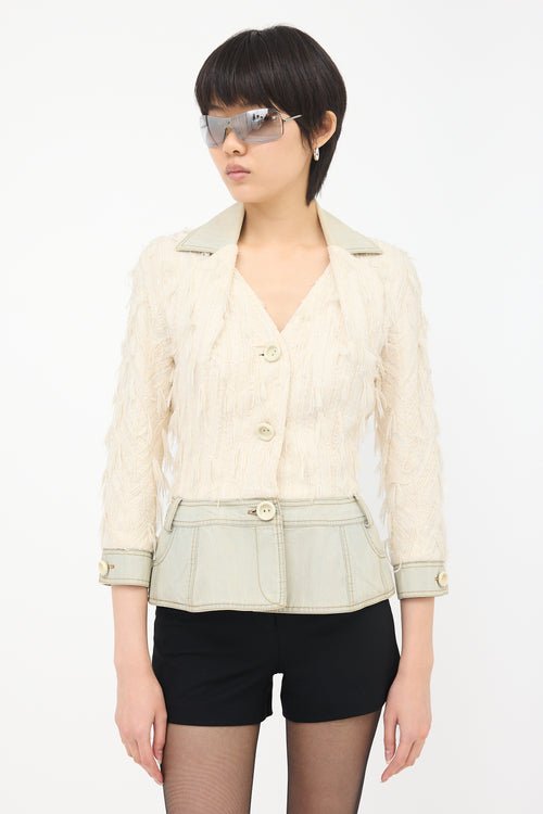 Dior SS 2005 Frayed Tweed & Denim Jacket