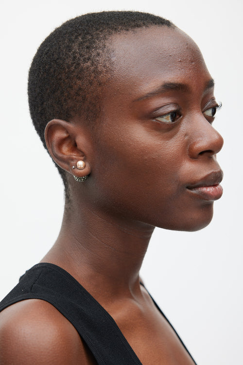Dior Silver & Pink Jewel Ball Earrings