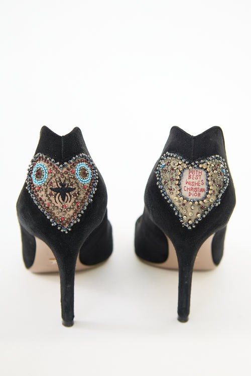 Dior Suede Dioramour Embellished Pump