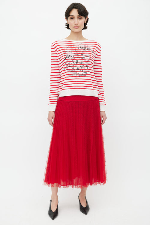 Dior Summer 2020 Red & White Dioramour Stripes Sweater
