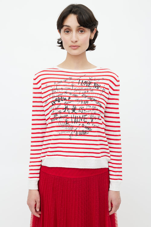 Dior Summer 2020 Red & White Dioramour Stripes Sweater
