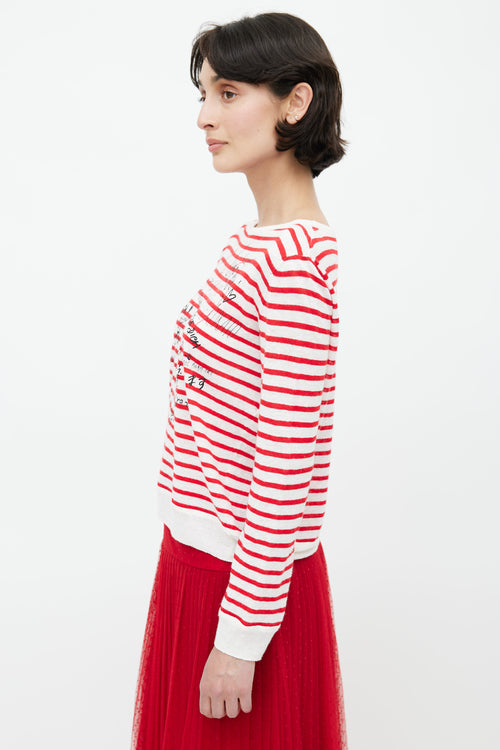Dior Summer 2020 Red & White Dioramour Stripes Sweater