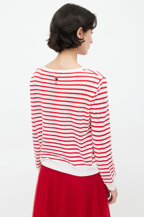 Dior Summer 2020 Red & White Dioramour Stripes Sweater