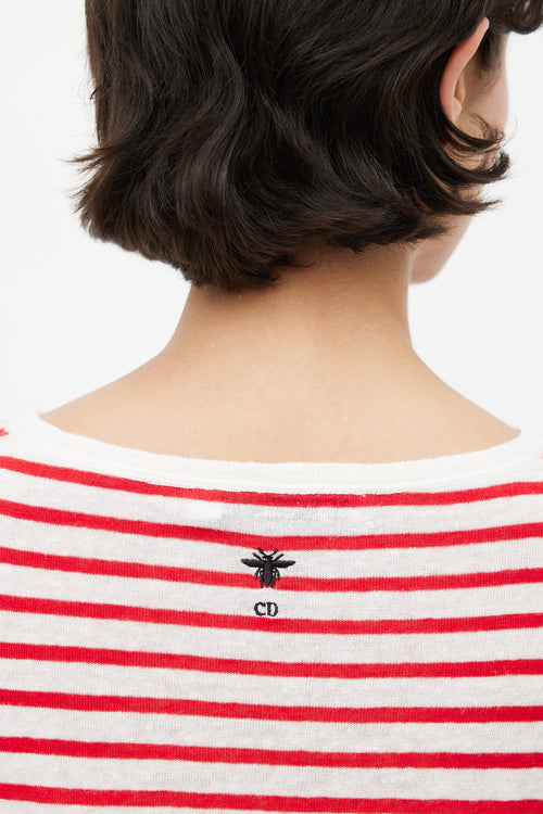 Dior Summer 2020 Red & White Dioramour Stripes Sweater