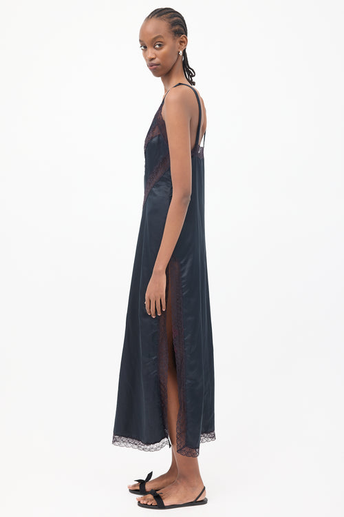 Dior Vintage Black Satin & Lace Slip Dress