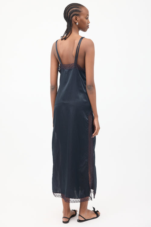 Dior Vintage Black Satin & Lace Slip Dress