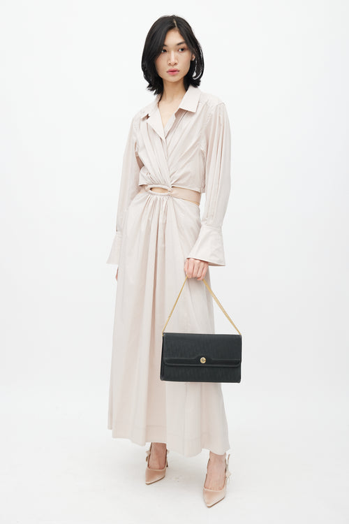 Dior Vintage Black Trotter Canvas Chain Clutch