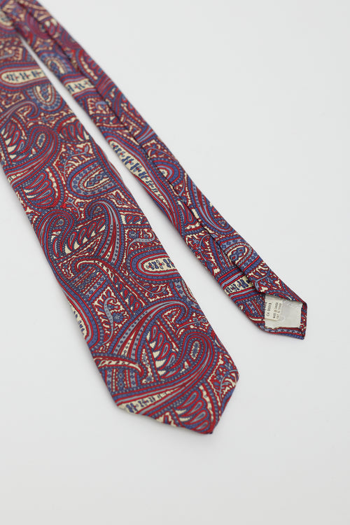 Dior Vintage Burgundy & Multi Silk Paisley Tie