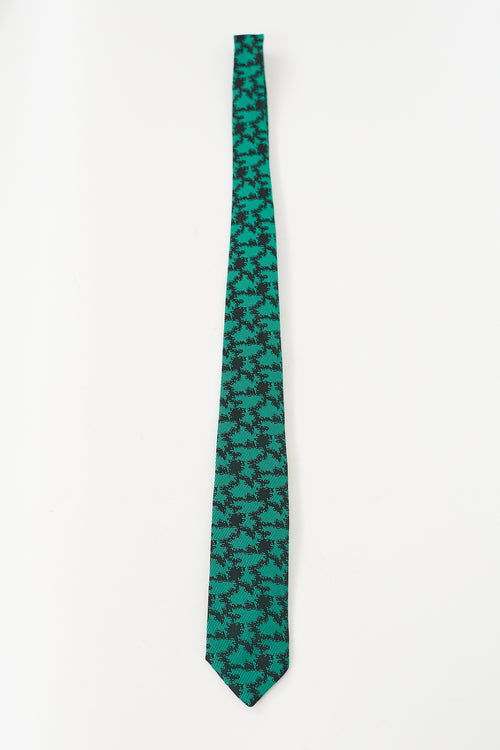 Dior Vintage Green & Black Abstract Jacquard Tie